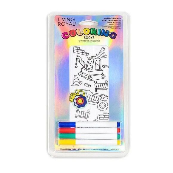 Living Royal Childrens Tractor Zone Coloring Crazy Socks Kids One Size New‎ NIB - Picture 1 of 2